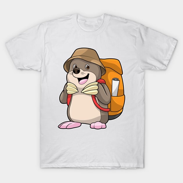 Mole as Hiker with Luggage T-Shirt by Markus Schnabel